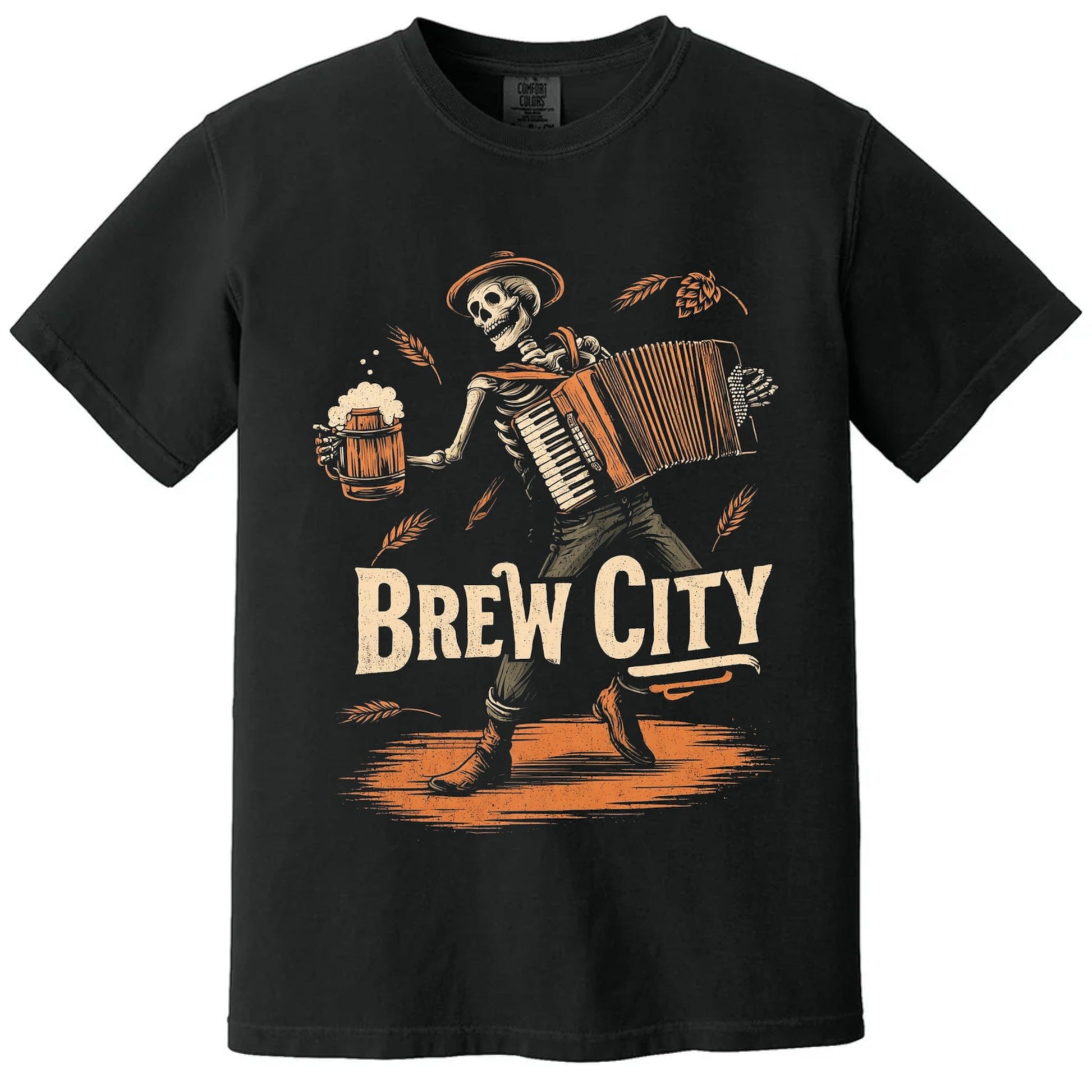 Brew City Accordion T-Shirt | Comfort Colors® 1717 Black