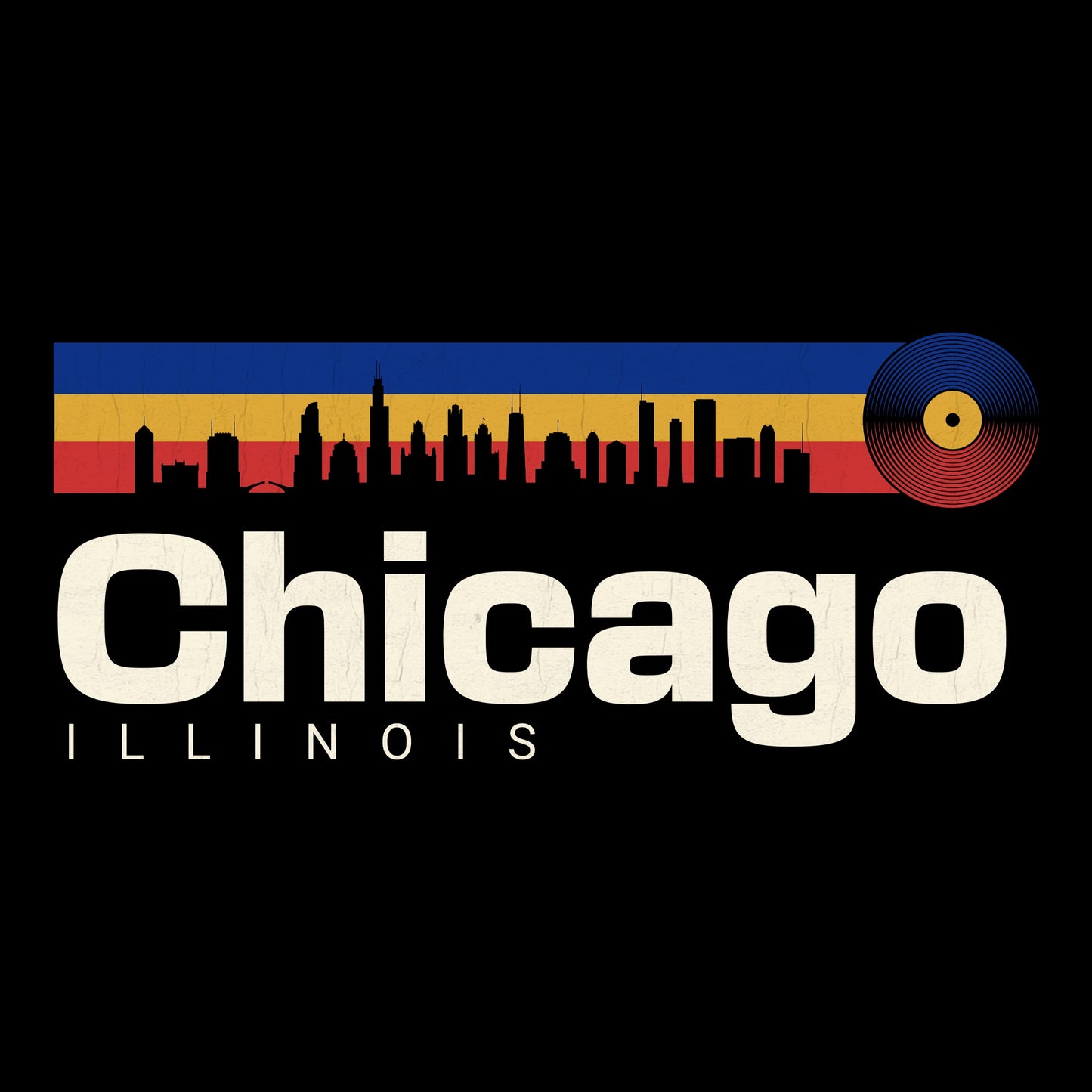Retro Chicago Tee Design Black