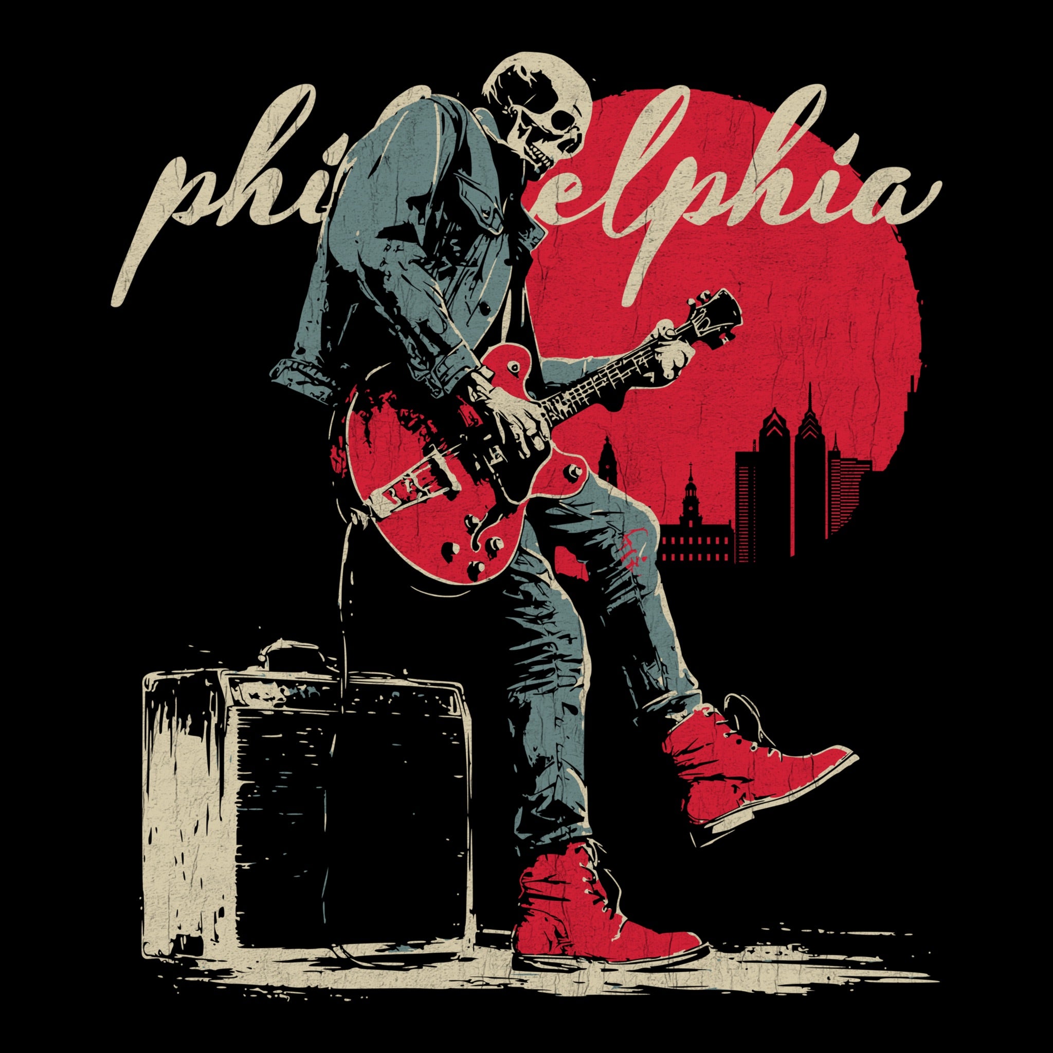 Philly Sunset Tee Design Black