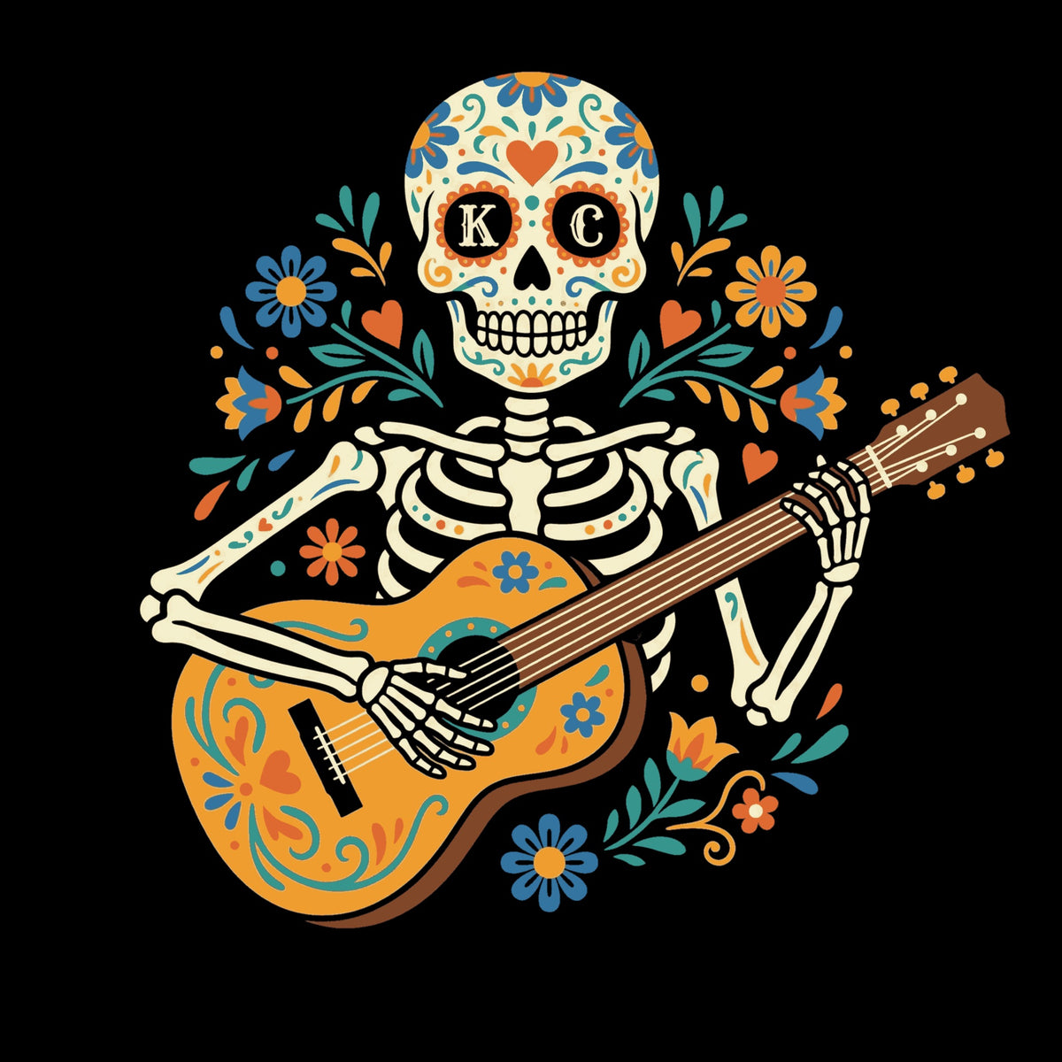 KC Sugar Skull Tee Design Black