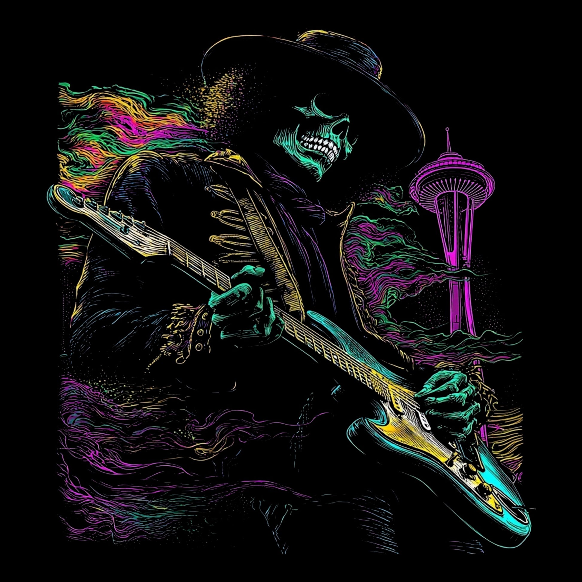 Trippy Needle Tee Design Black