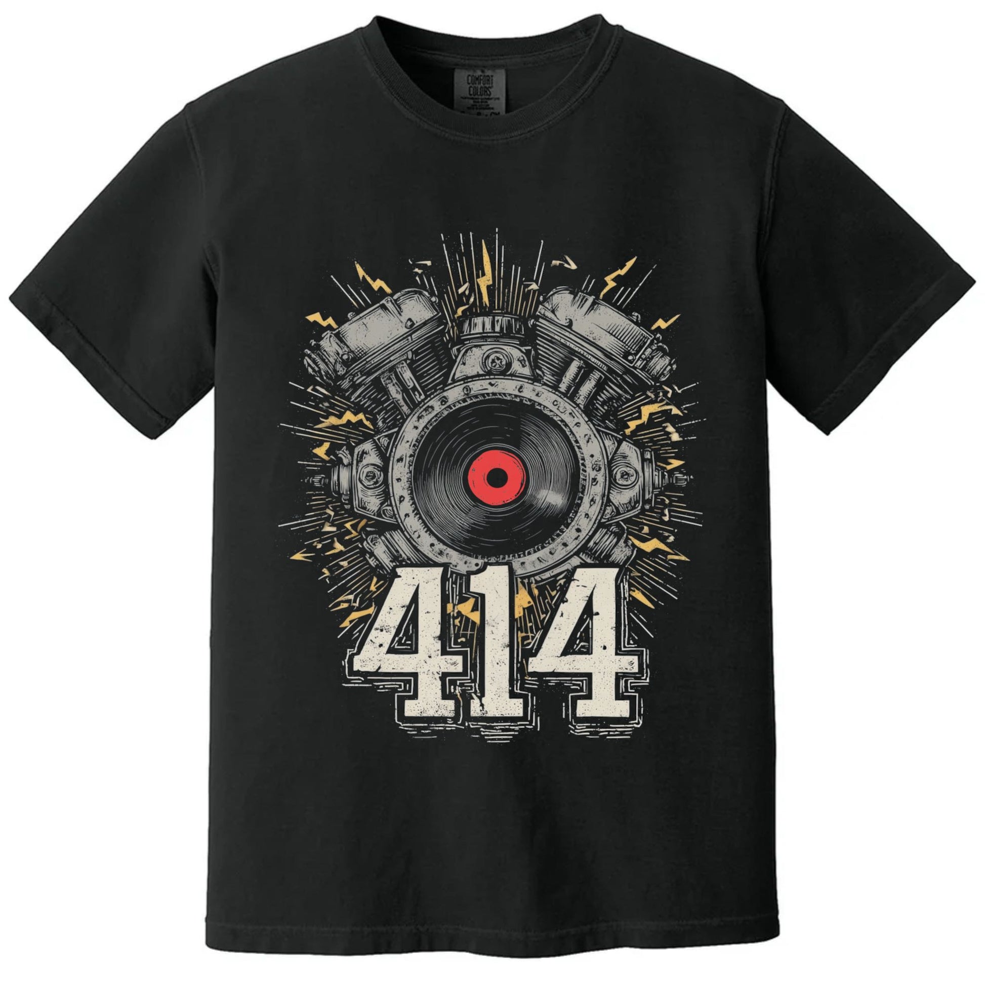 414 Engine Vinyl T-Shirt | Comfort Colors® 1717 Black