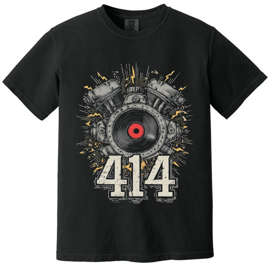 414 Engine Vinyl T-Shirt | Comfort Colors® 1717 Black