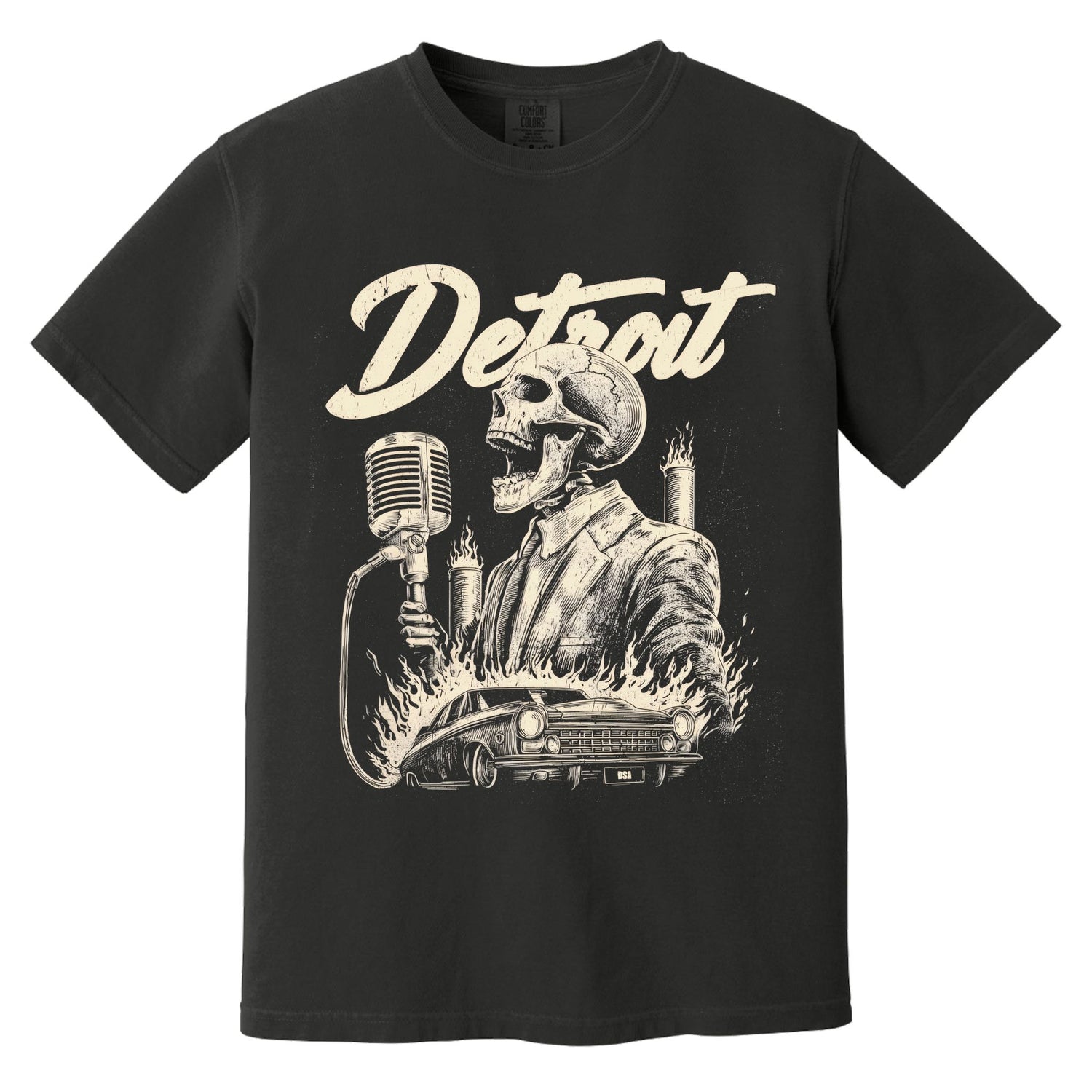 Detroit Motor City Skeleton T-Shirt | Comfort Colors® 1717 Black