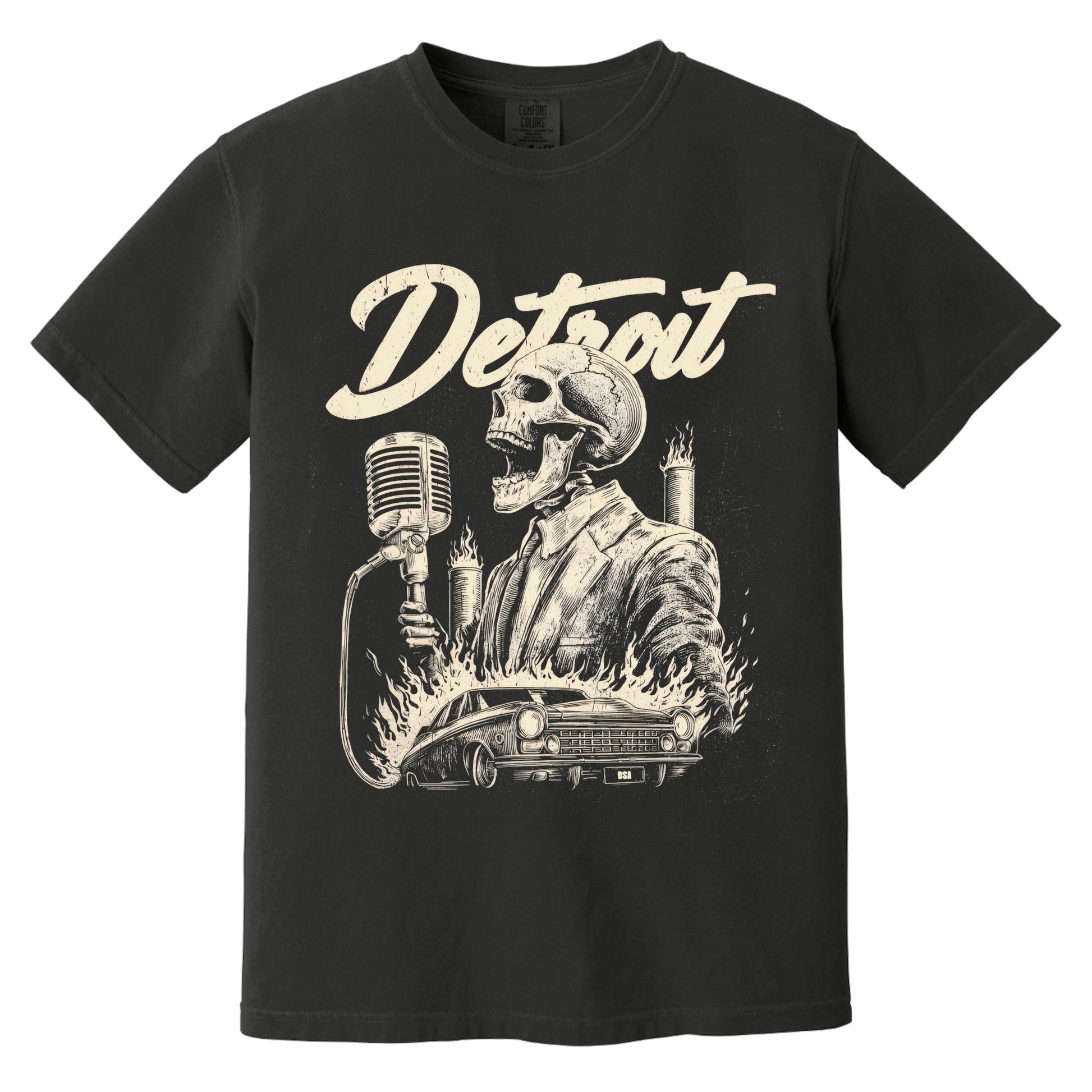 Detroit Motor City Skeleton T-Shirt | Comfort Colors® 1717 Black
