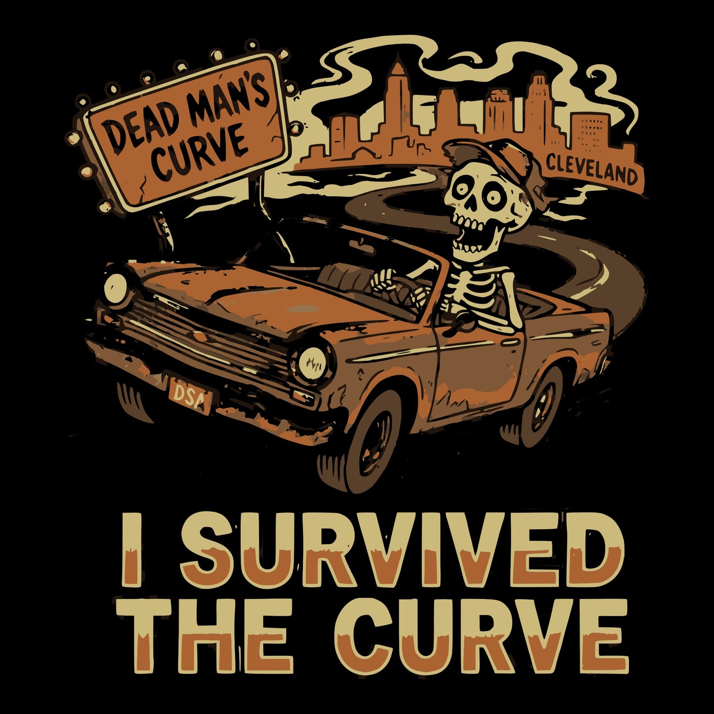 Dead Man's Curve Tee Design Black