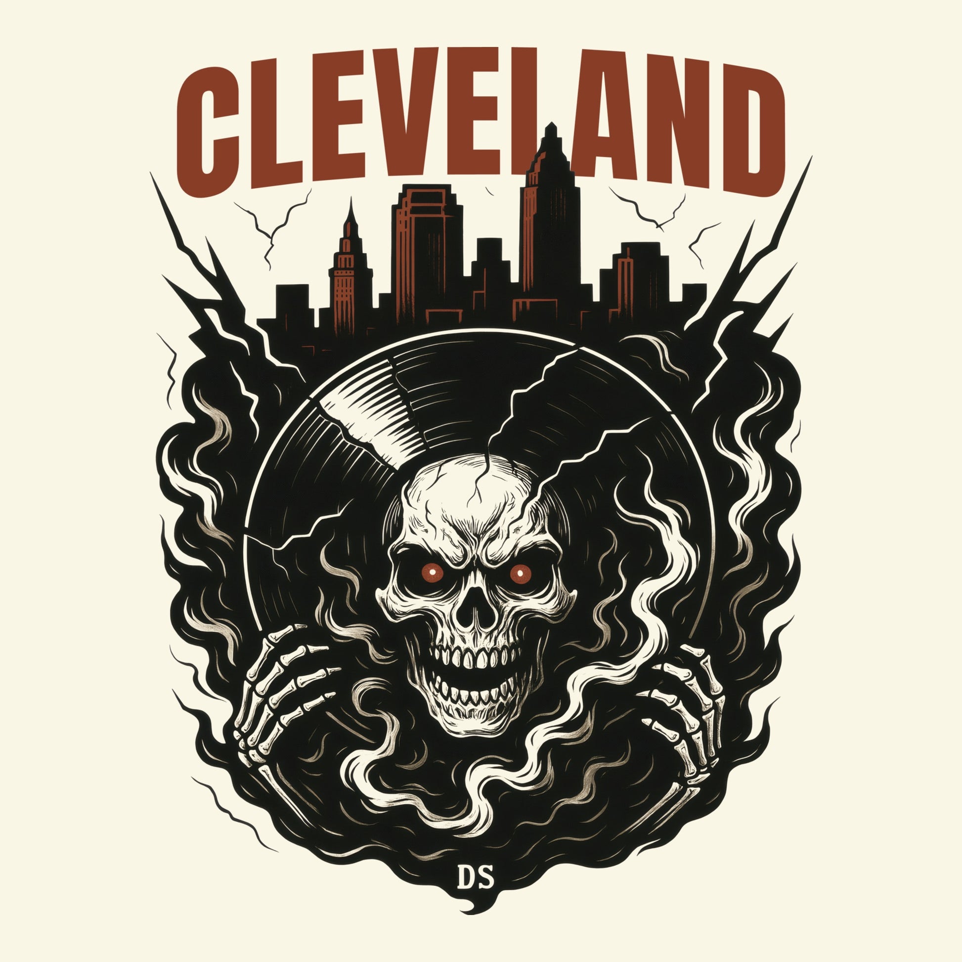 Cleveland Vinyl T-Shirt Design Natural