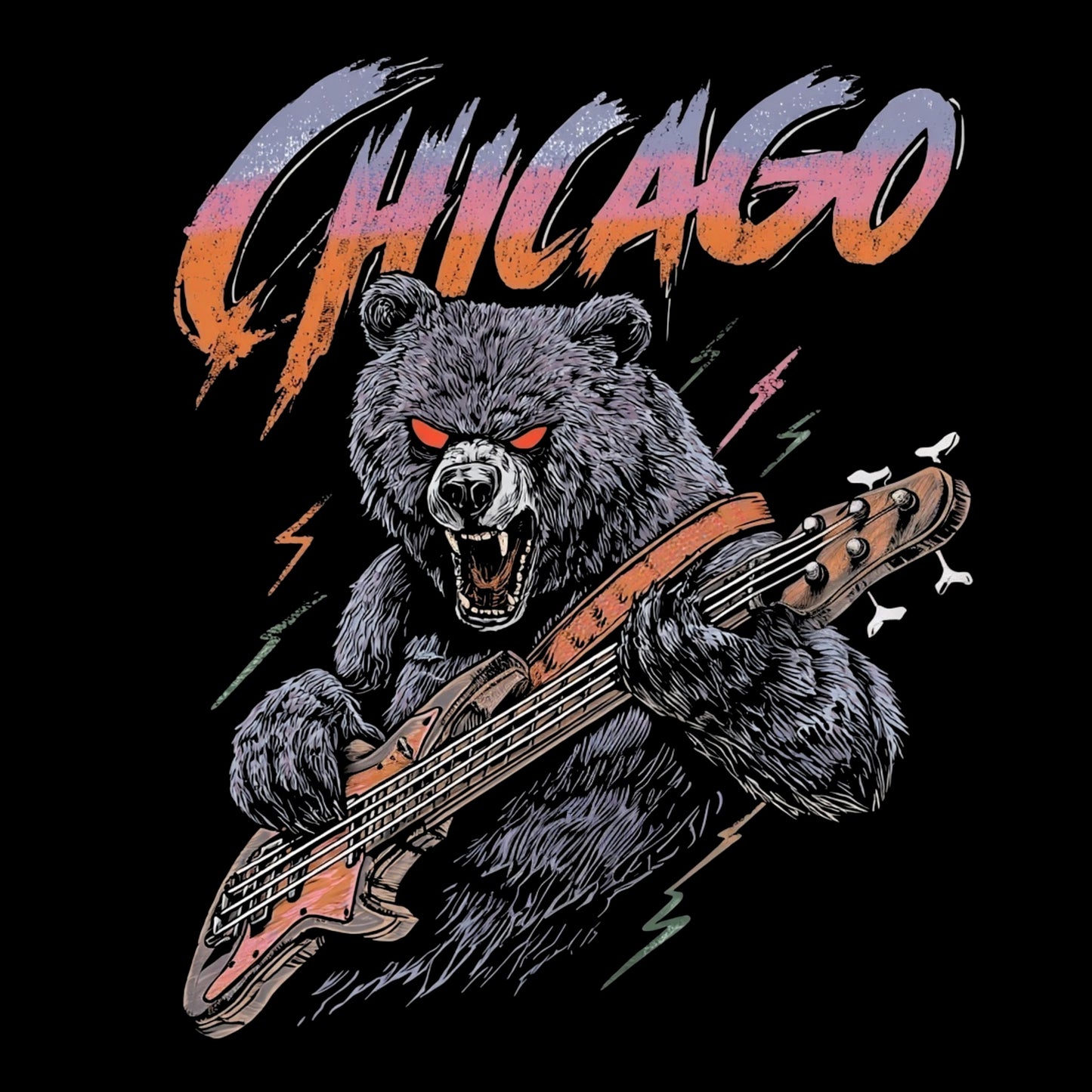 Bass Bear Tee Design Black
