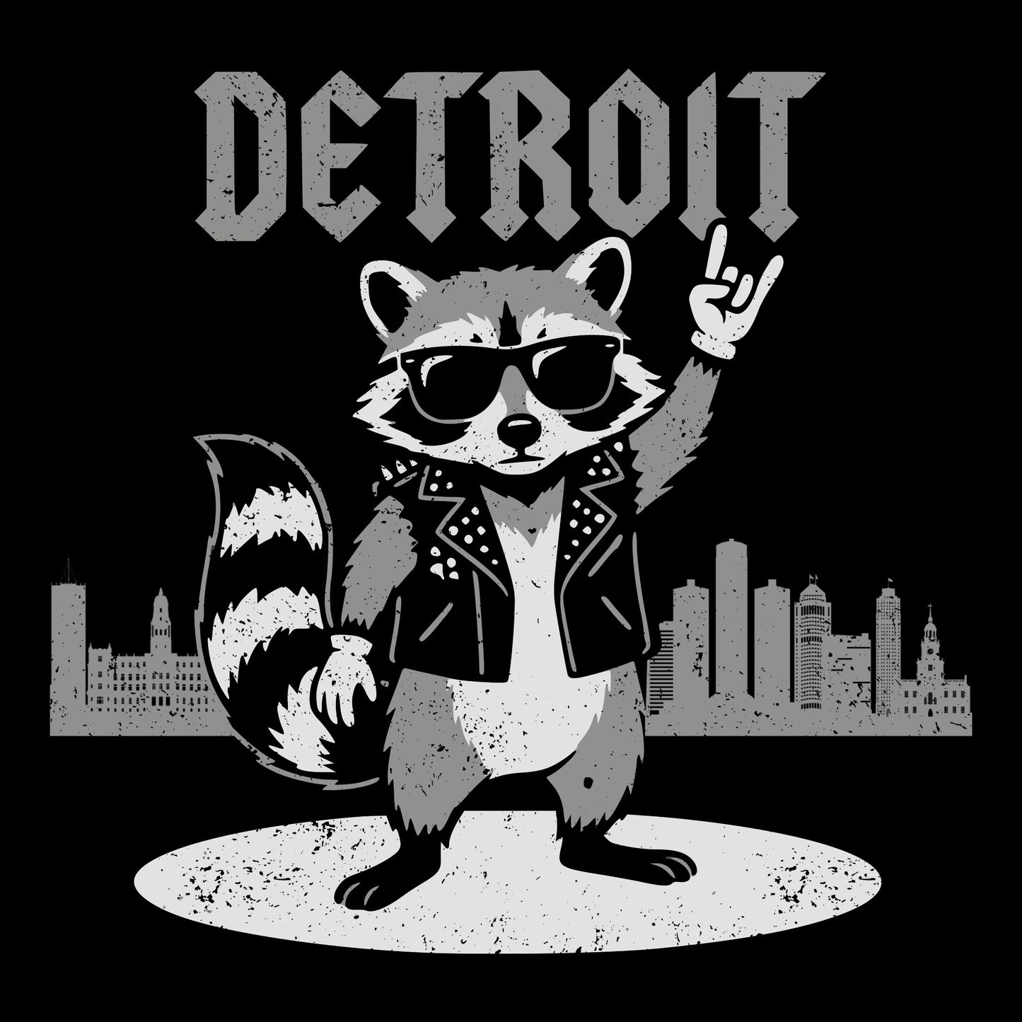 Raccoon Rock Tee Design Black