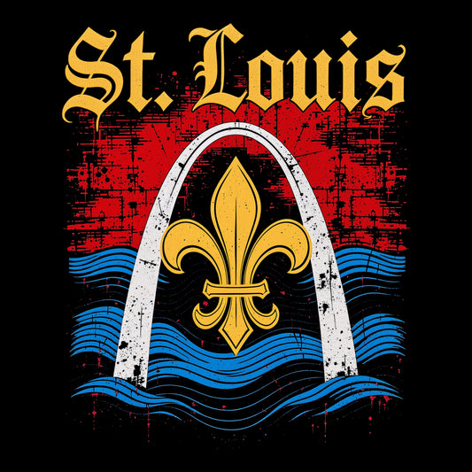 St. Louis Flag Tee Design Black