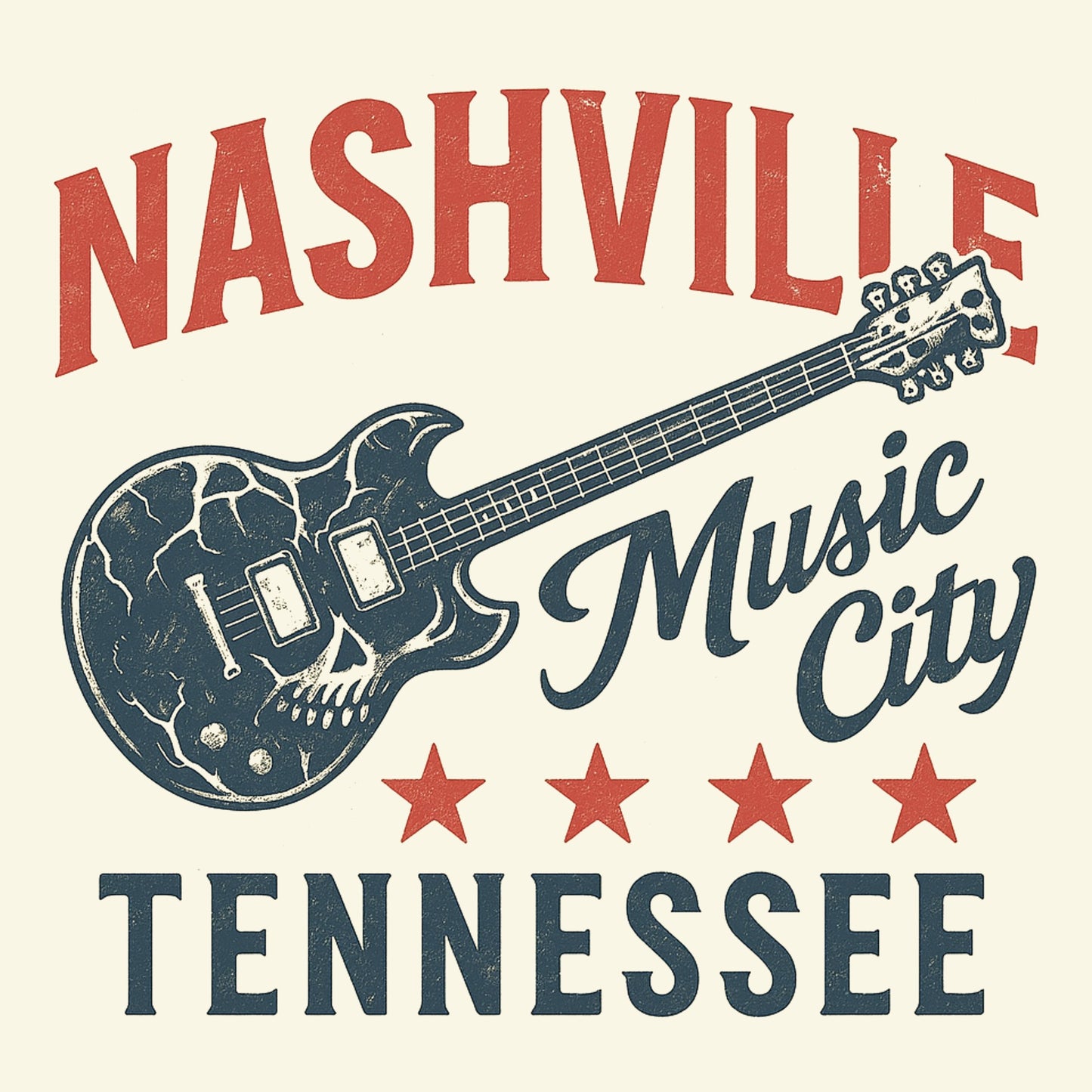 Ghost Guitar Tee Design Natural