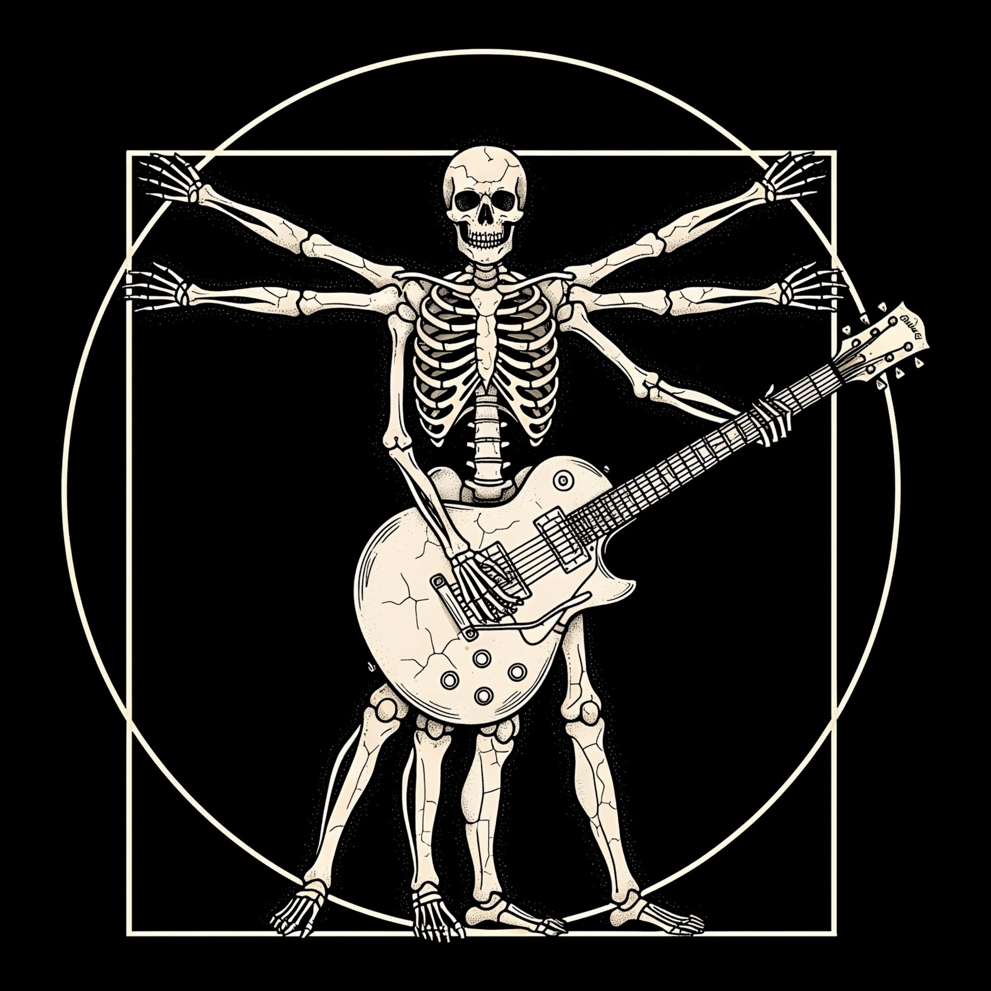 Vitruvian Guitarist Tee Design Black