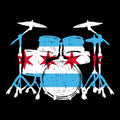 Flag Drumset Tee Design Black