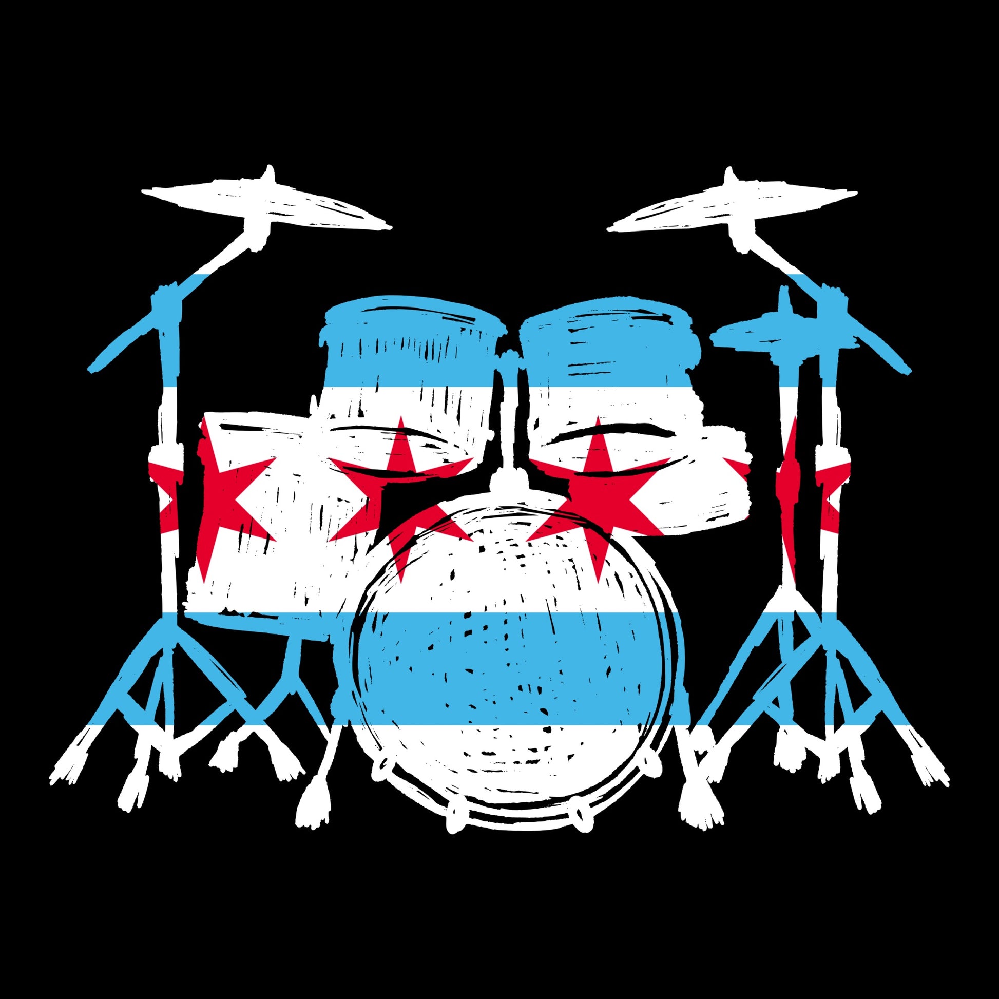 Flag Drumset Tee Design Black