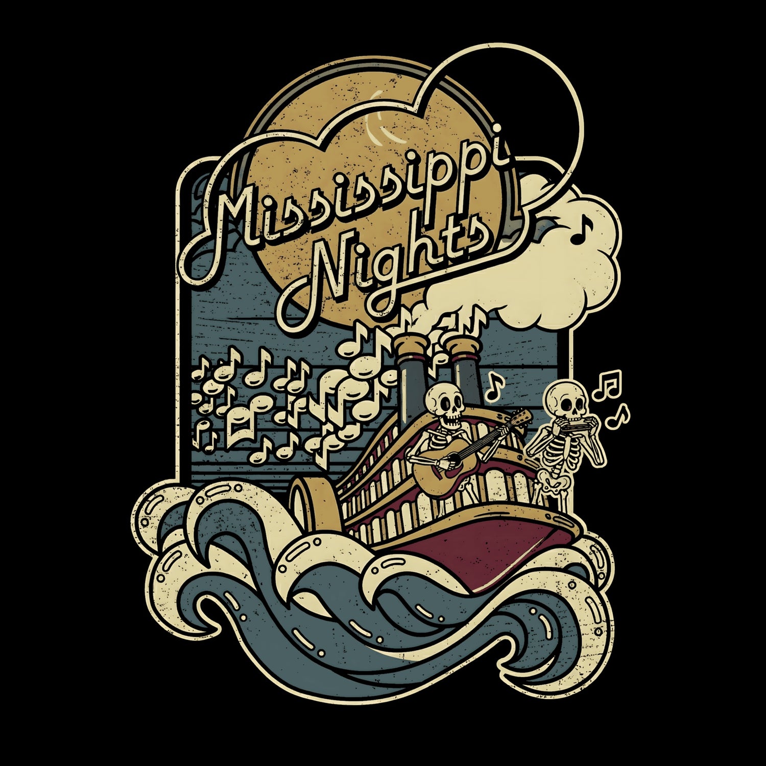 Mississippi Nights Tee Design Black