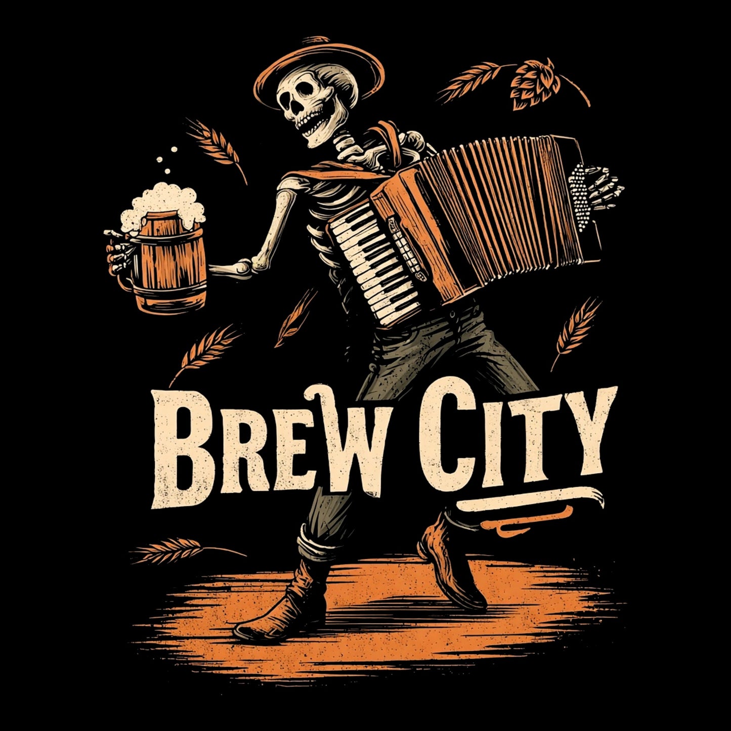 Brew City Accordion T-Shirt Design Black