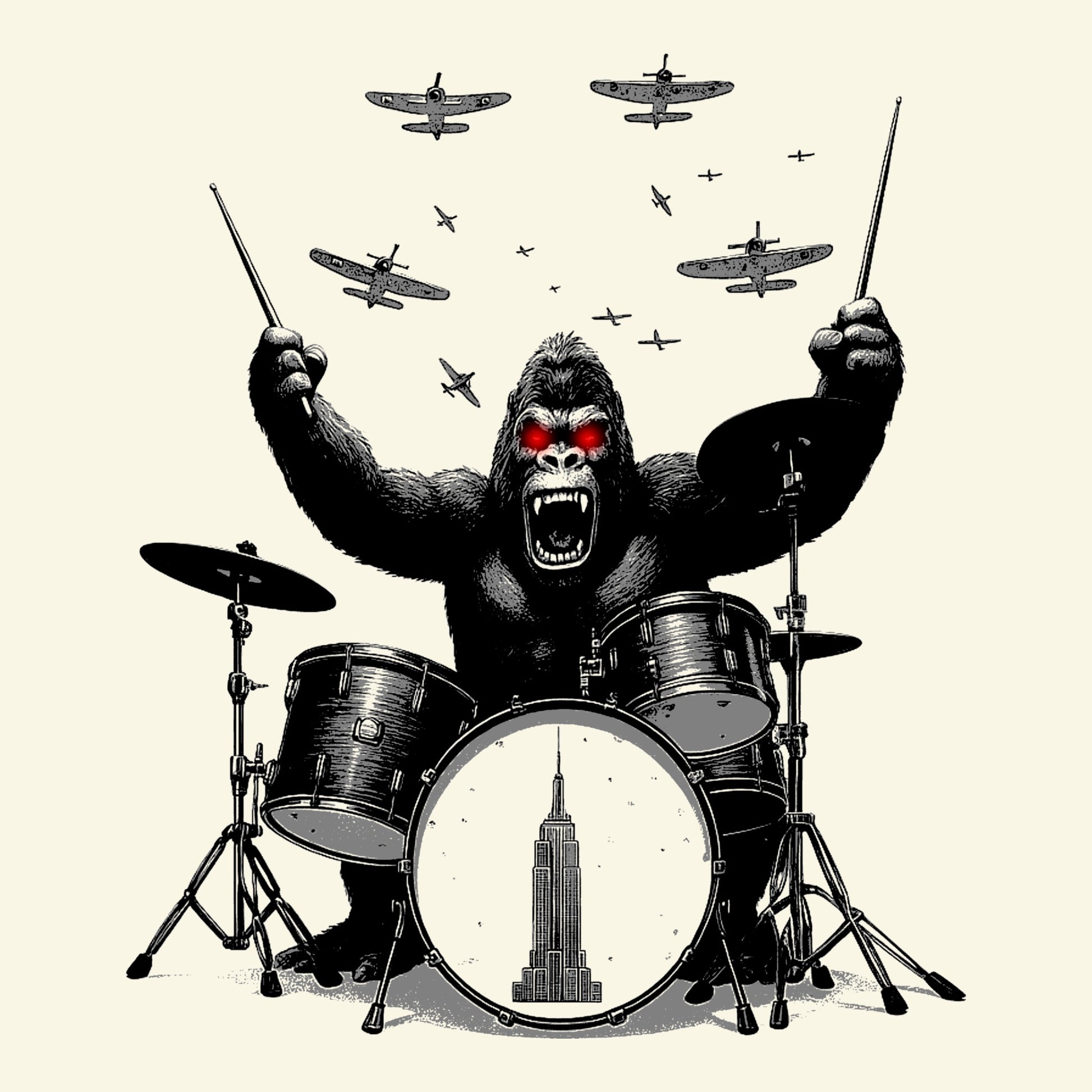 Kong Attack Tee Design Natural
