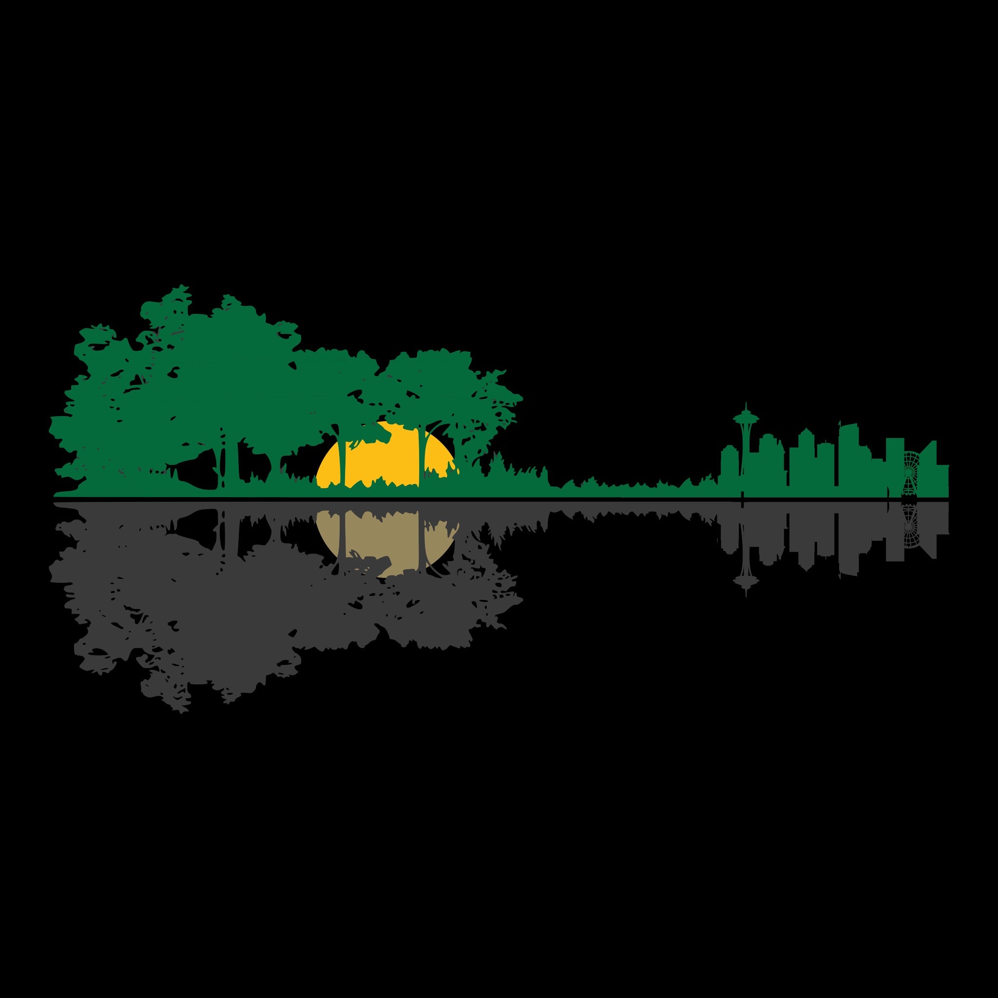 Seattle Reflection Tee Design Black