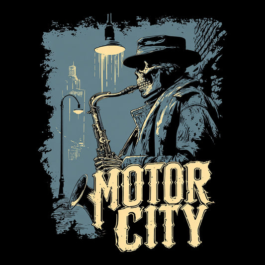 Motor City Sax Tee Design Black