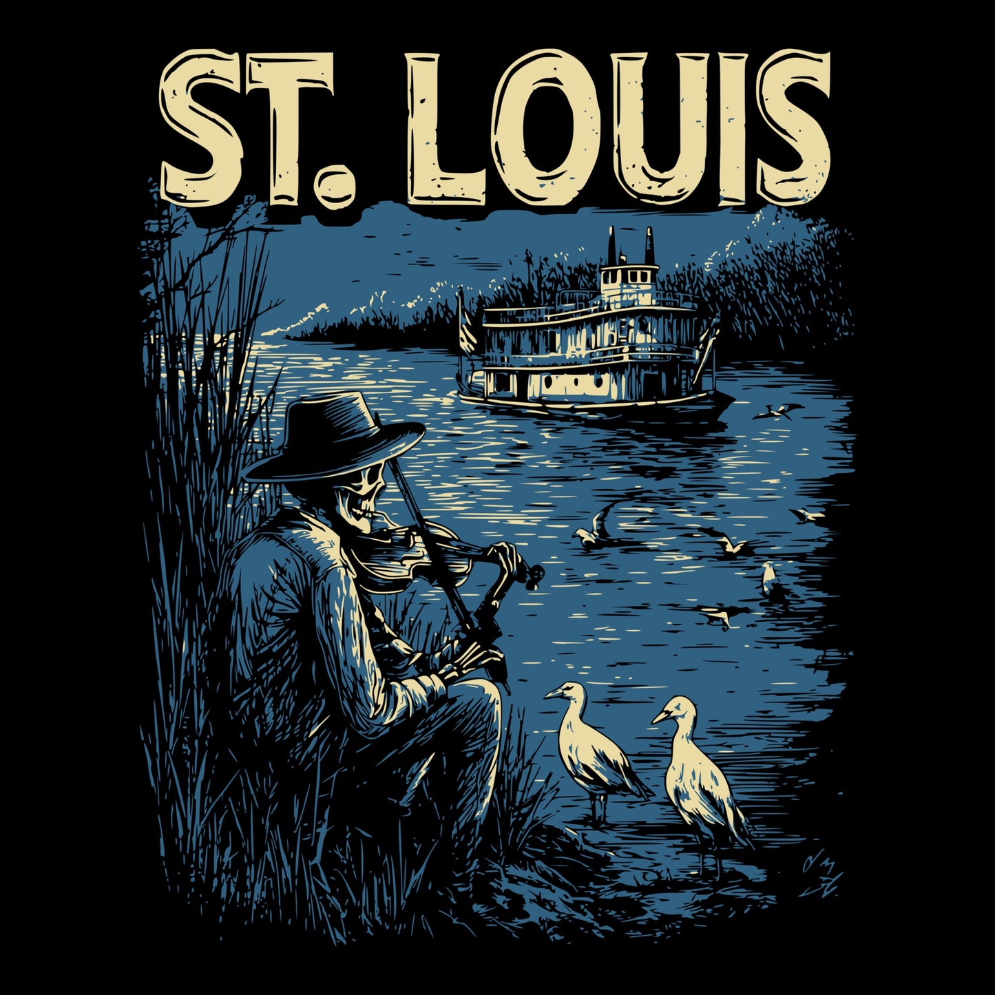 St. Louis Fiddler Tee Design Black
