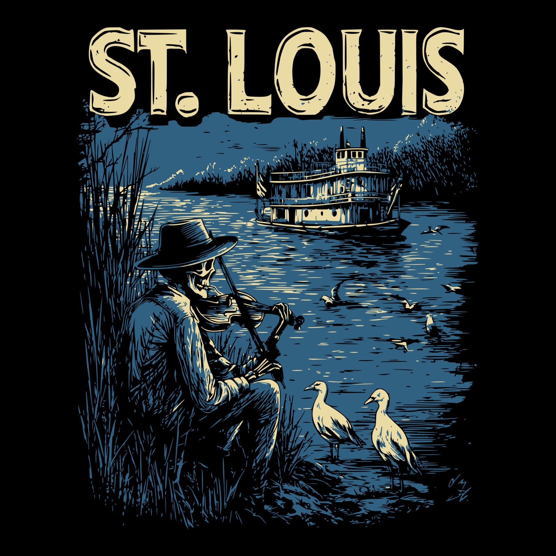 St. Louis Fiddler Tee Design Black