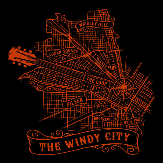 Windy City Map Tee Design Black