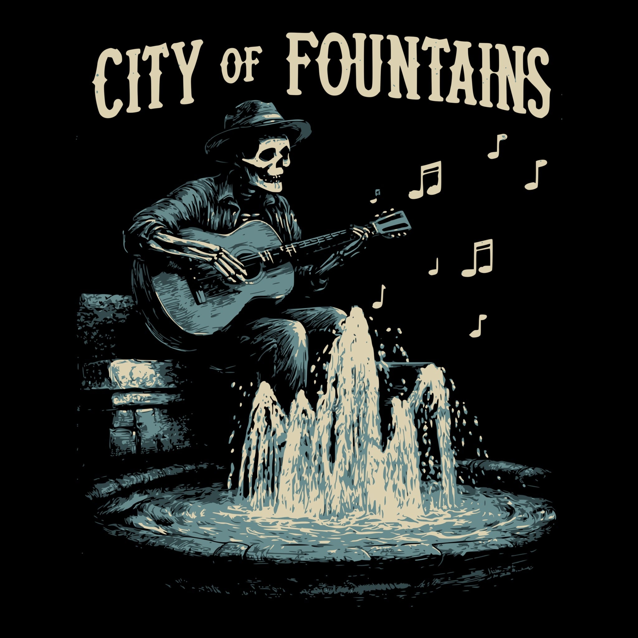 City of Fountains Tee Design Black