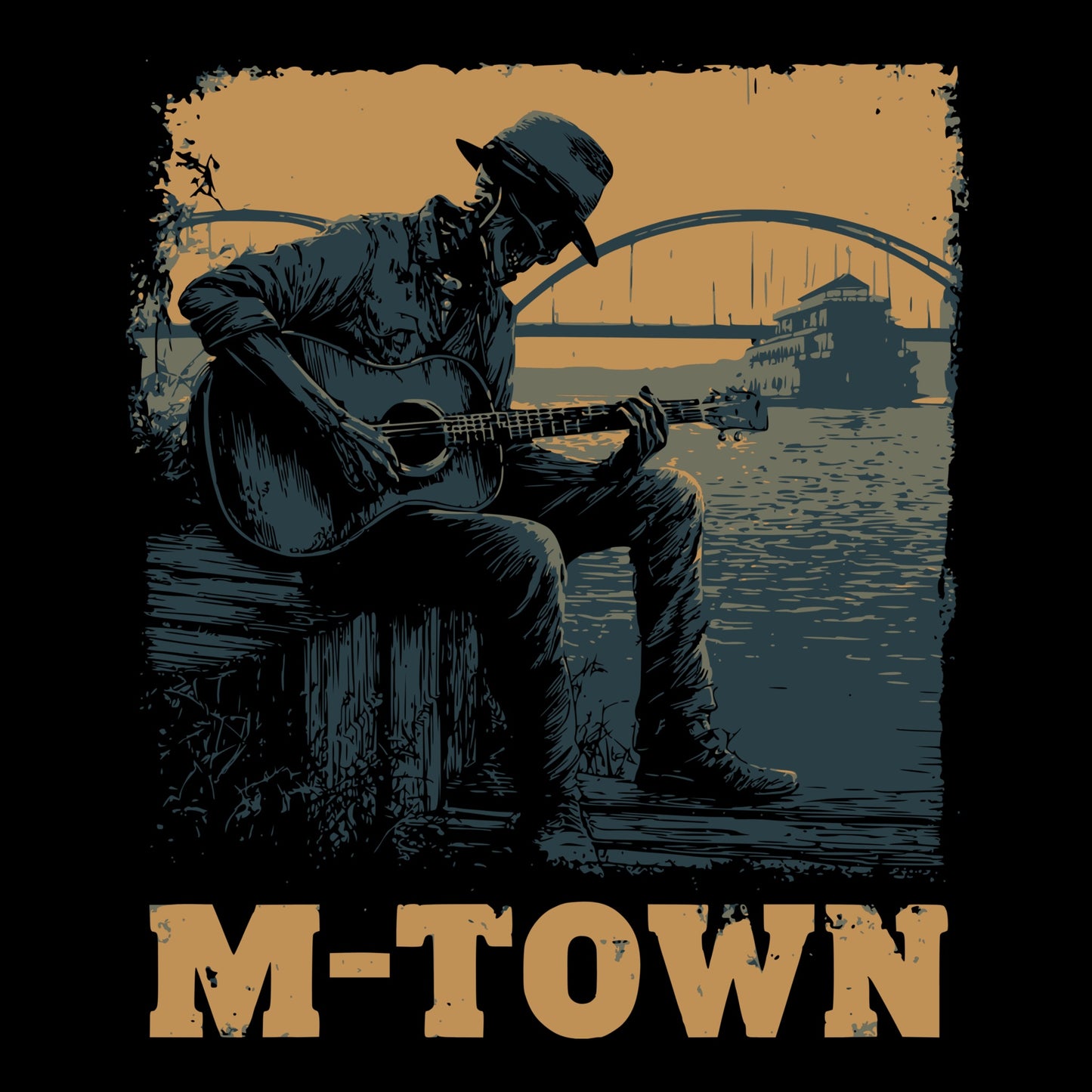 M-Town Busker Tee Design Black