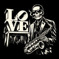 Love Sax Tee Design black