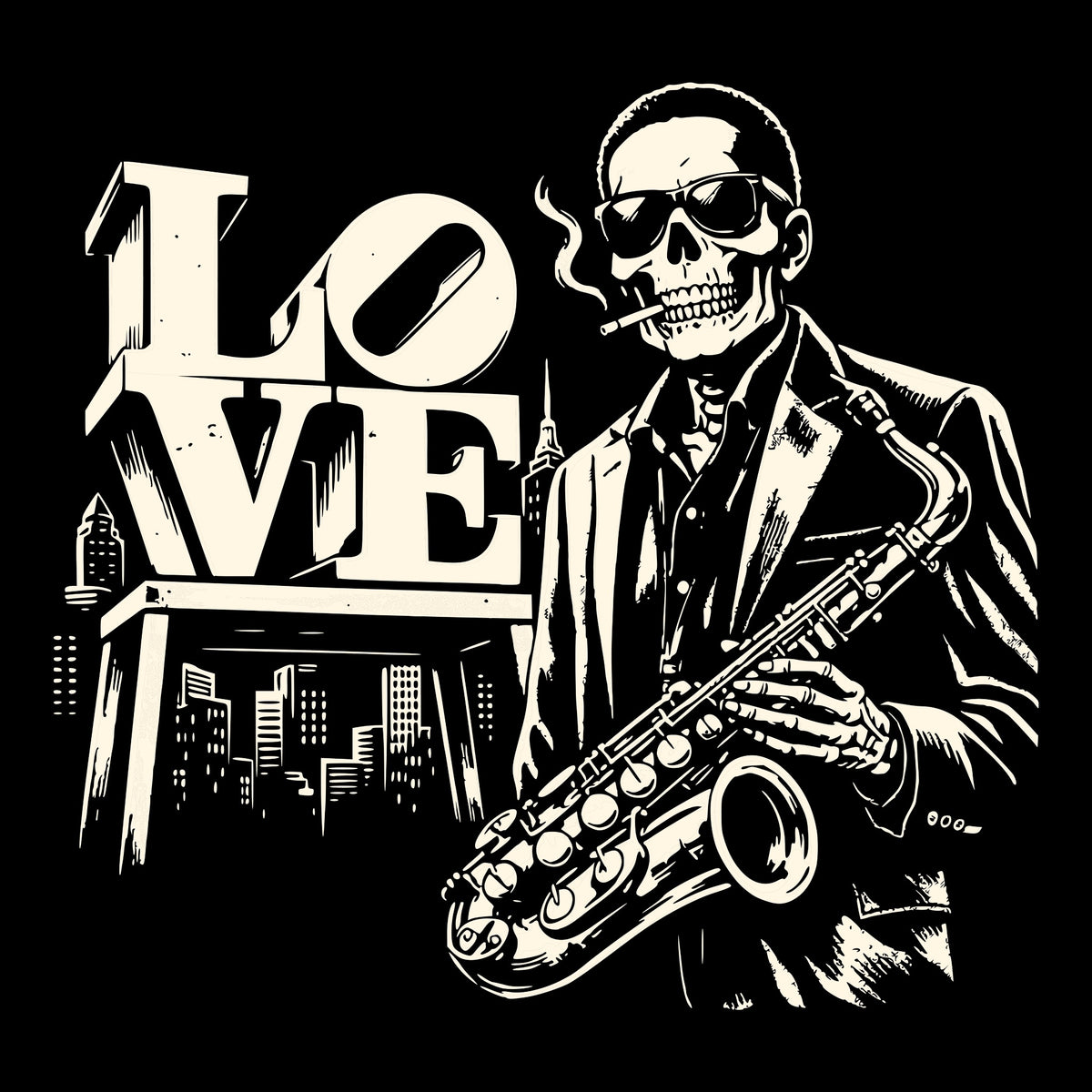 Love Sax Tee Design black