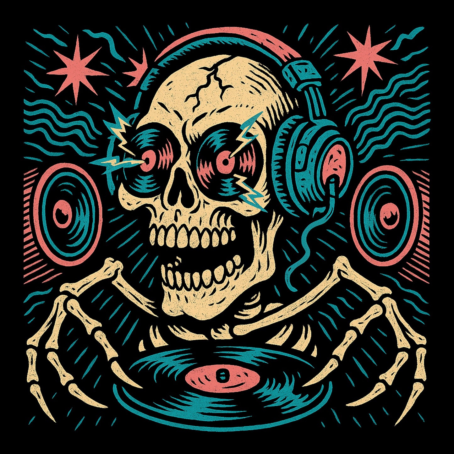 Vinyl Junkie Tee Design Black