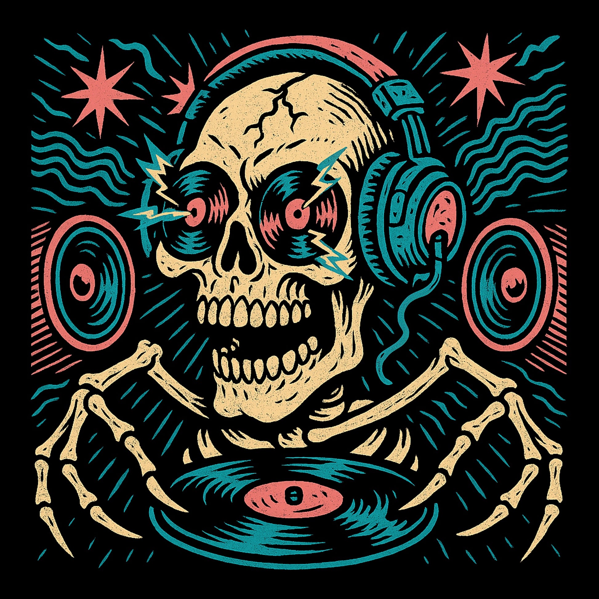 Vinyl Junkie Tee Design Black