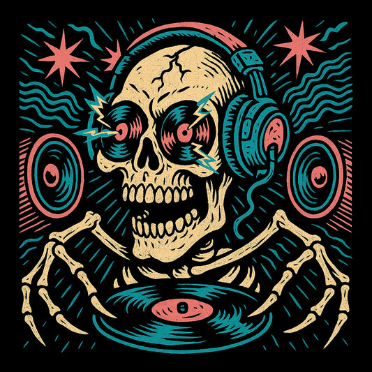 Vinyl Junkie Tee Design Black