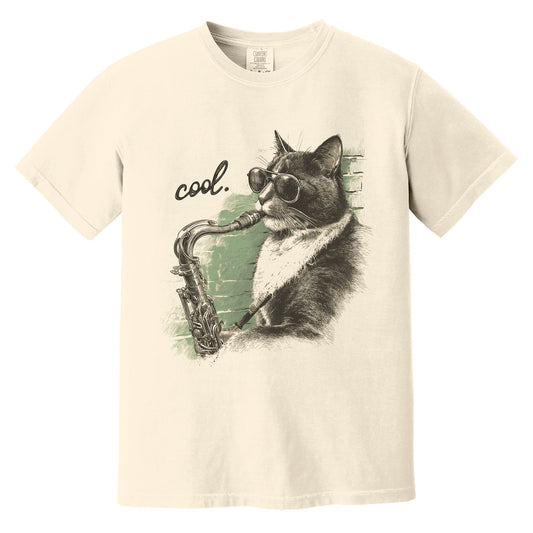 Cool Cat Jazz Skeleton T-Shirt | Comfort Colors® 1717 Ivory