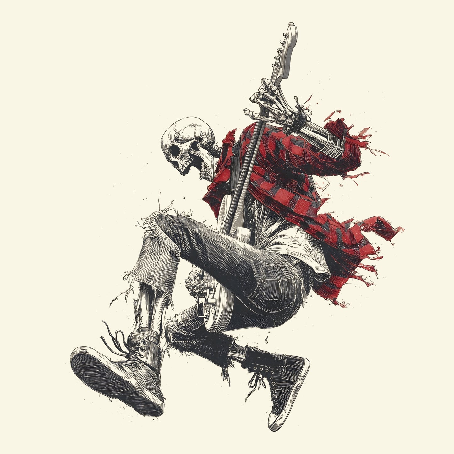 Grunge Revival T-Shirt Design Natural