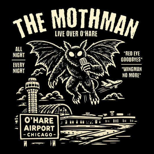 Chicago Mothman Tee Design Black