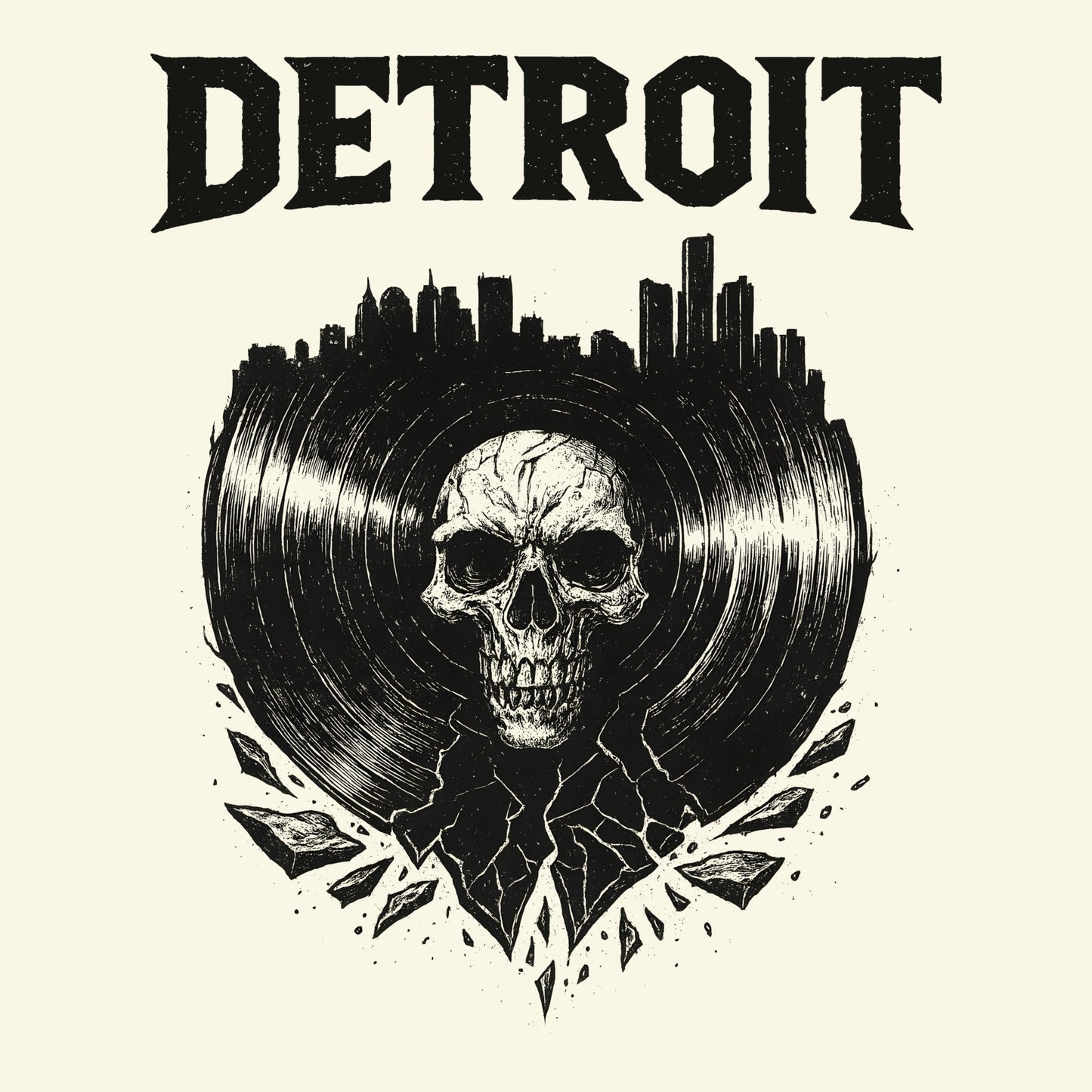 Detroit Vinyl T-Shirt Design Natural