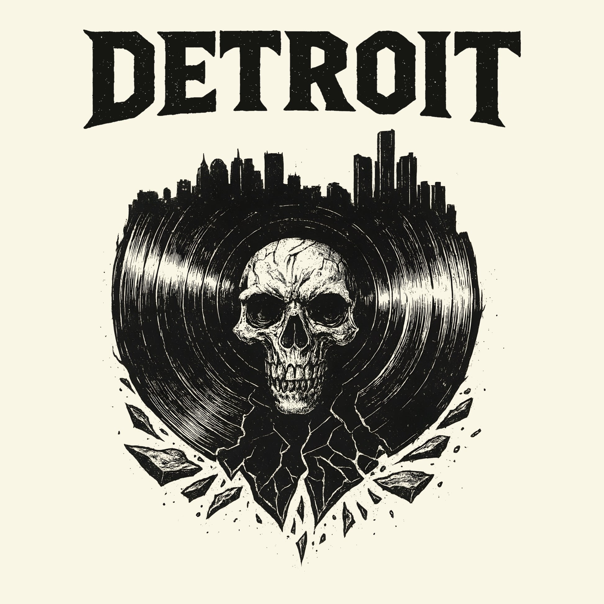 Detroit Vinyl T-Shirt Design Natural
