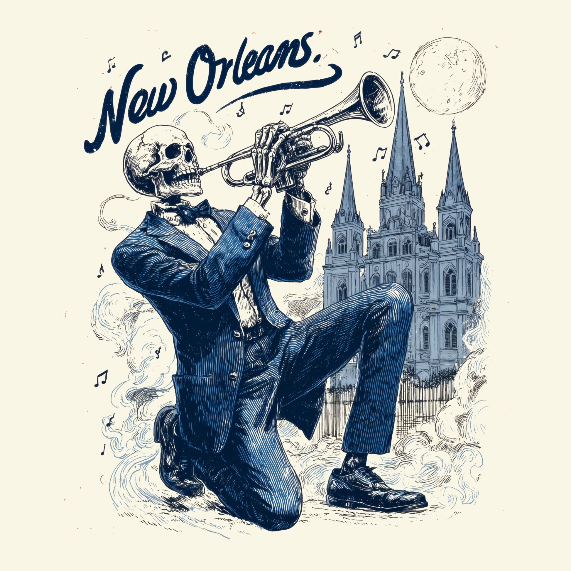 New Orleans Trumpeteer T-Shirt Design Natural