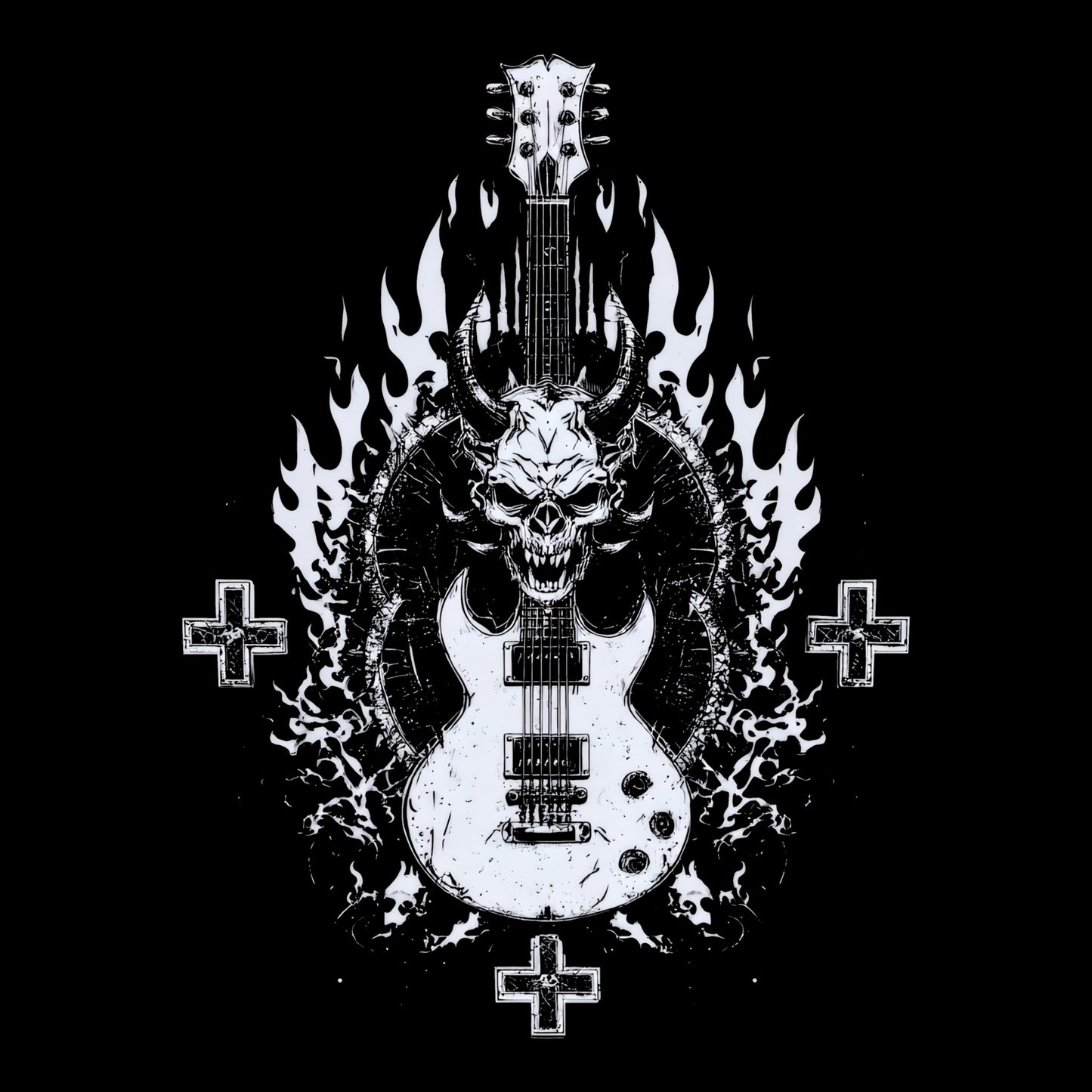 Devil Guitar T-Shirt Design Black