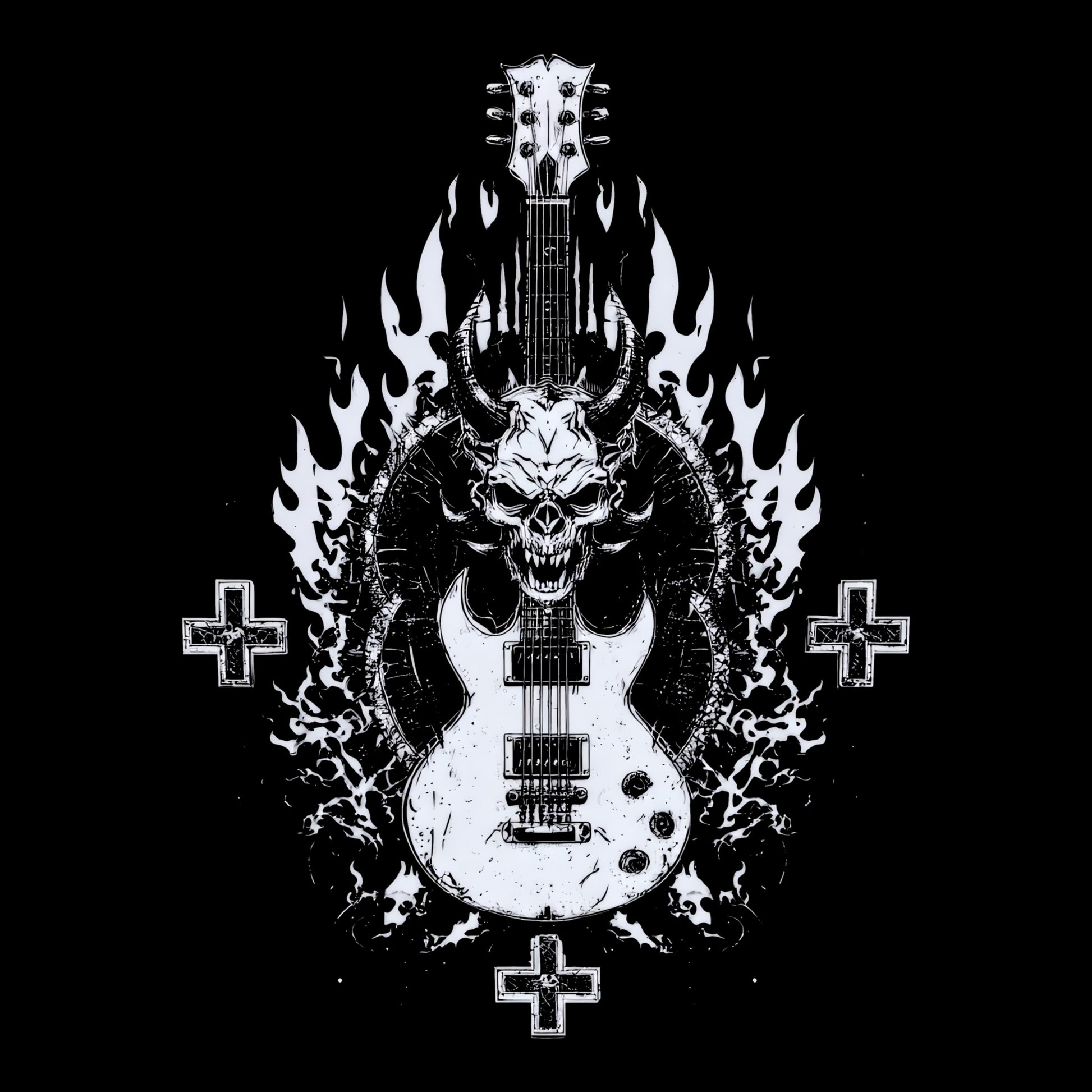 Devil Guitar T-Shirt Design Black