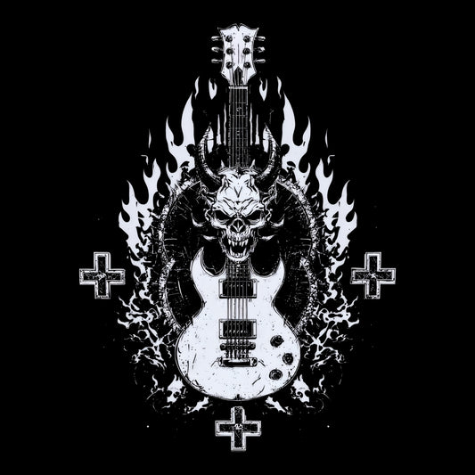 Devil Guitar T-Shirt Design Black