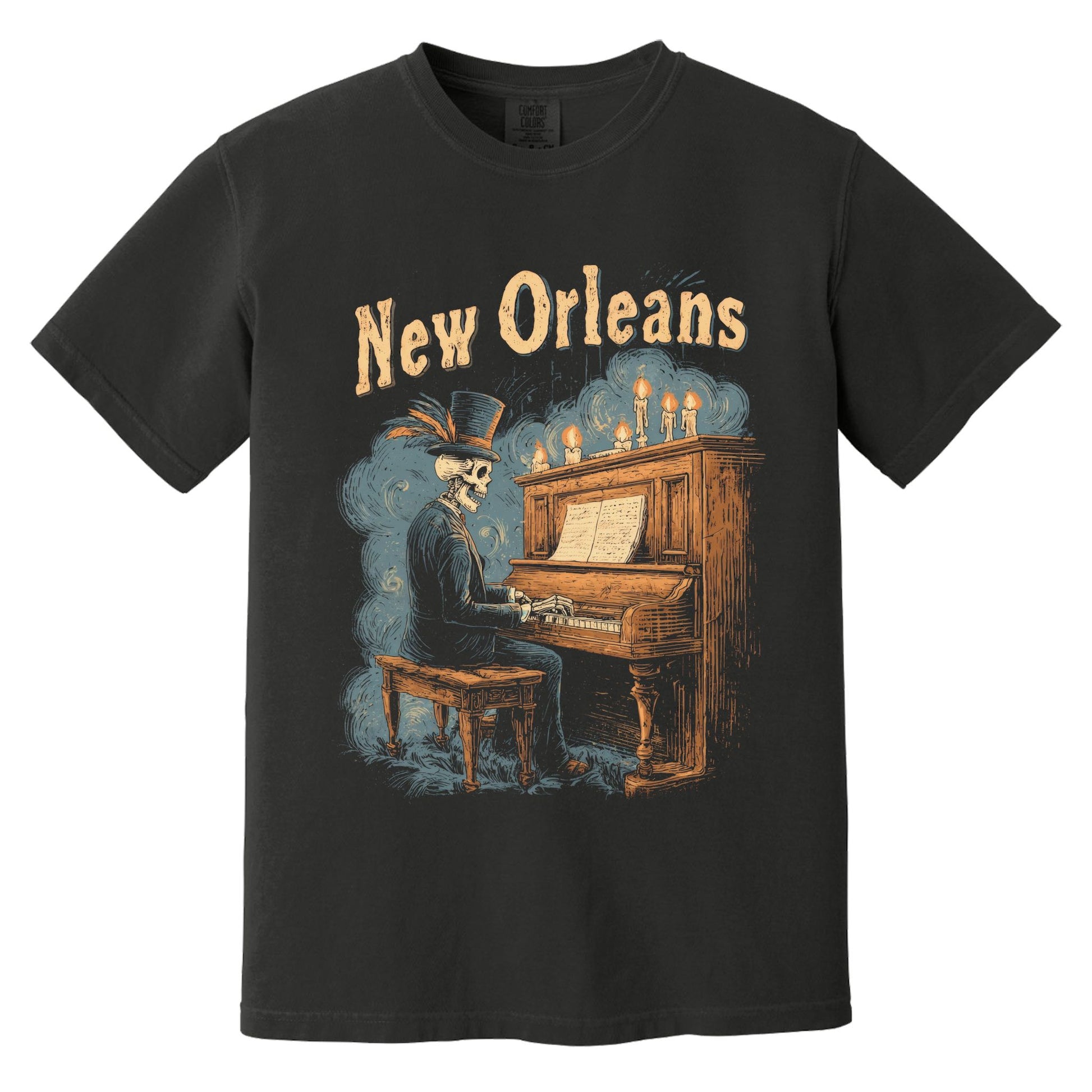 New Orleans Voodoo Skeleton T-Shirt | Comfort Colors® 1717 Black