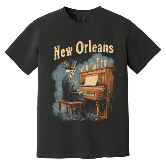 New Orleans Voodoo Skeleton T-Shirt | Comfort Colors® 1717 Black