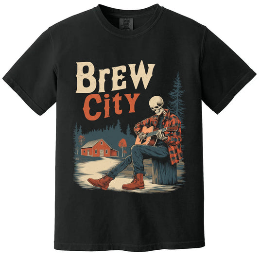 Brew City Guitarist T-Shirt | Comfort Colors® 1717 Black