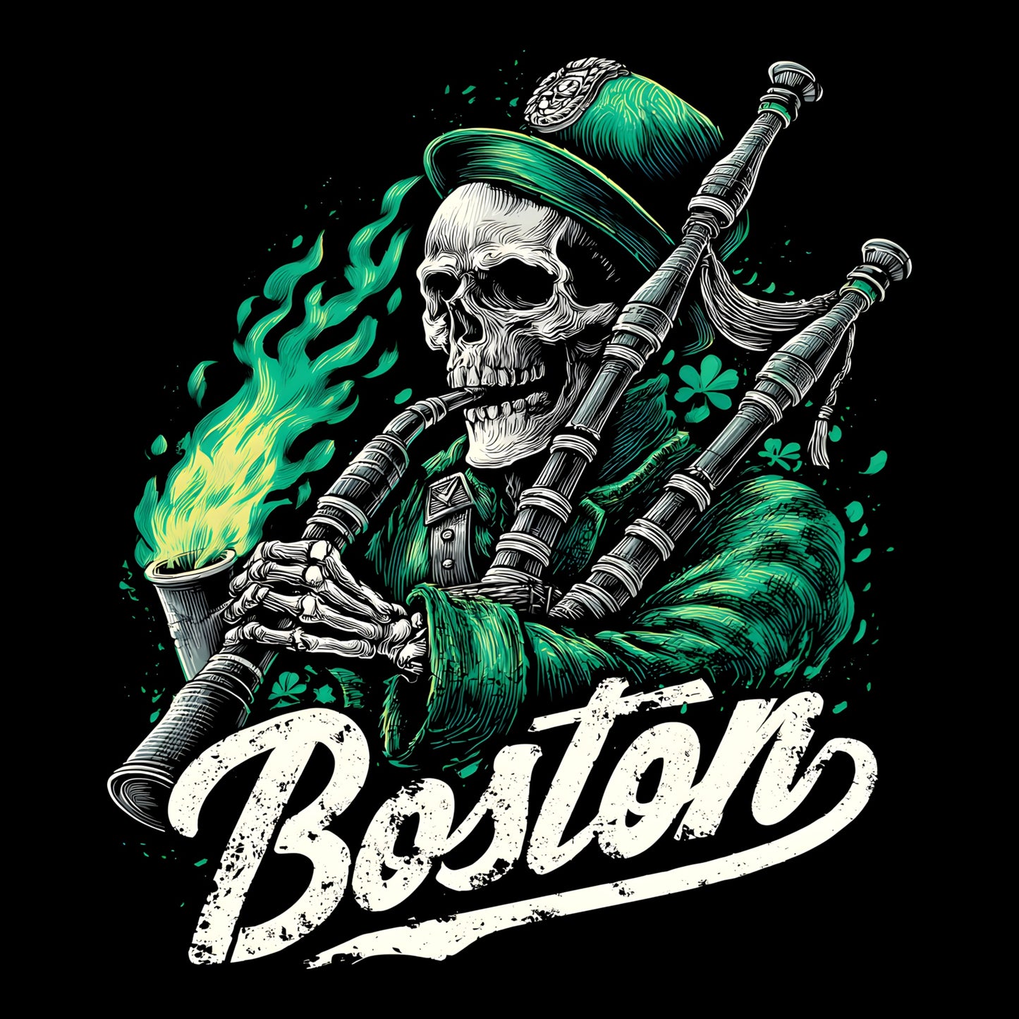 Boston Pipes T-Shirt Design Black