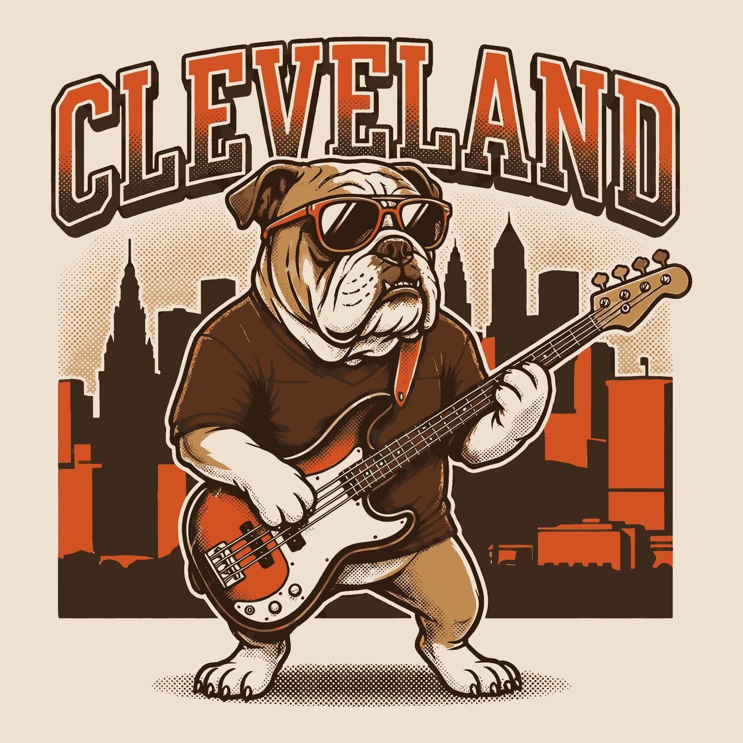 Cleveland Dog Tee Design Natural