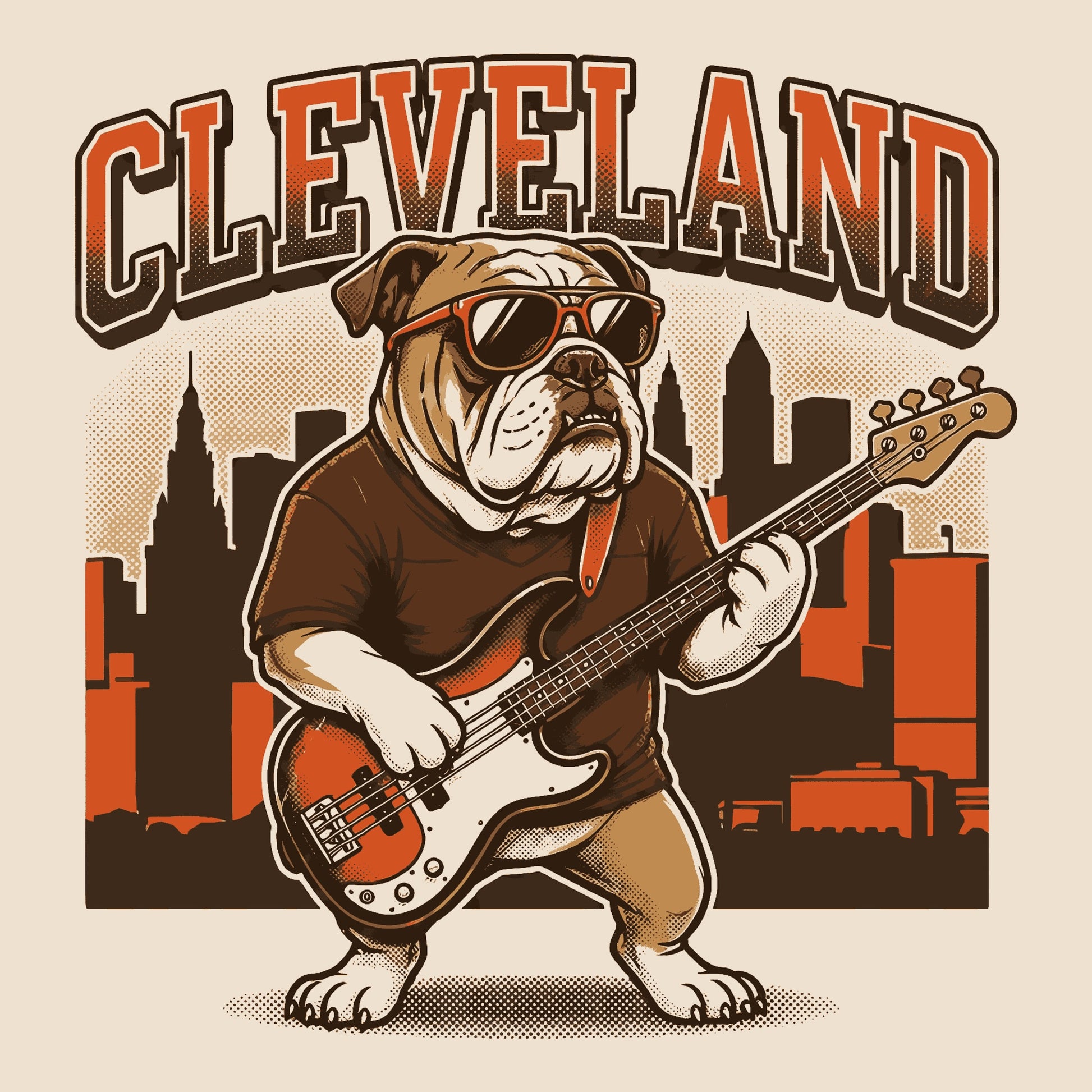Cleveland Dog Tee Design Natural