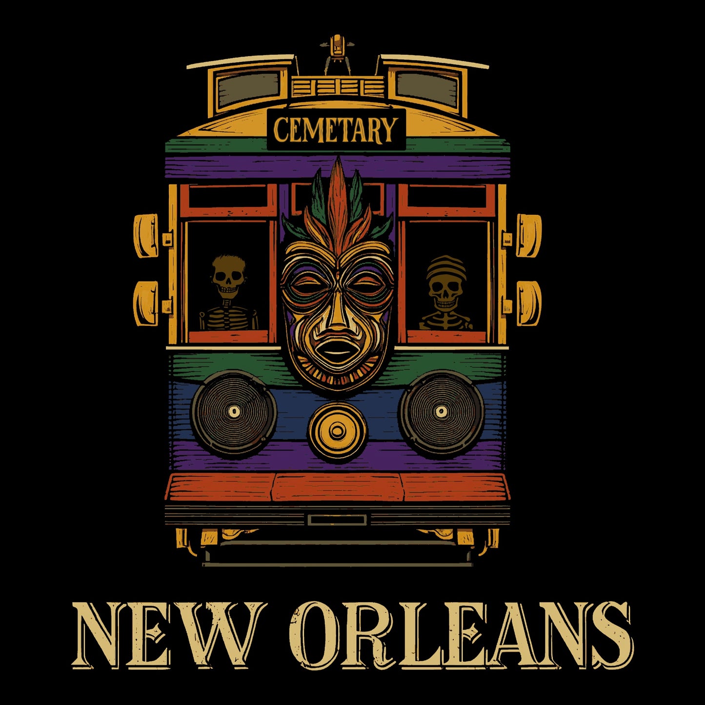 Cemetery Streetcar Tee Design Black