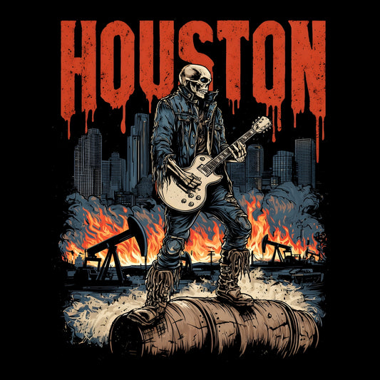 Houston Rocker T-Shirt Design Black